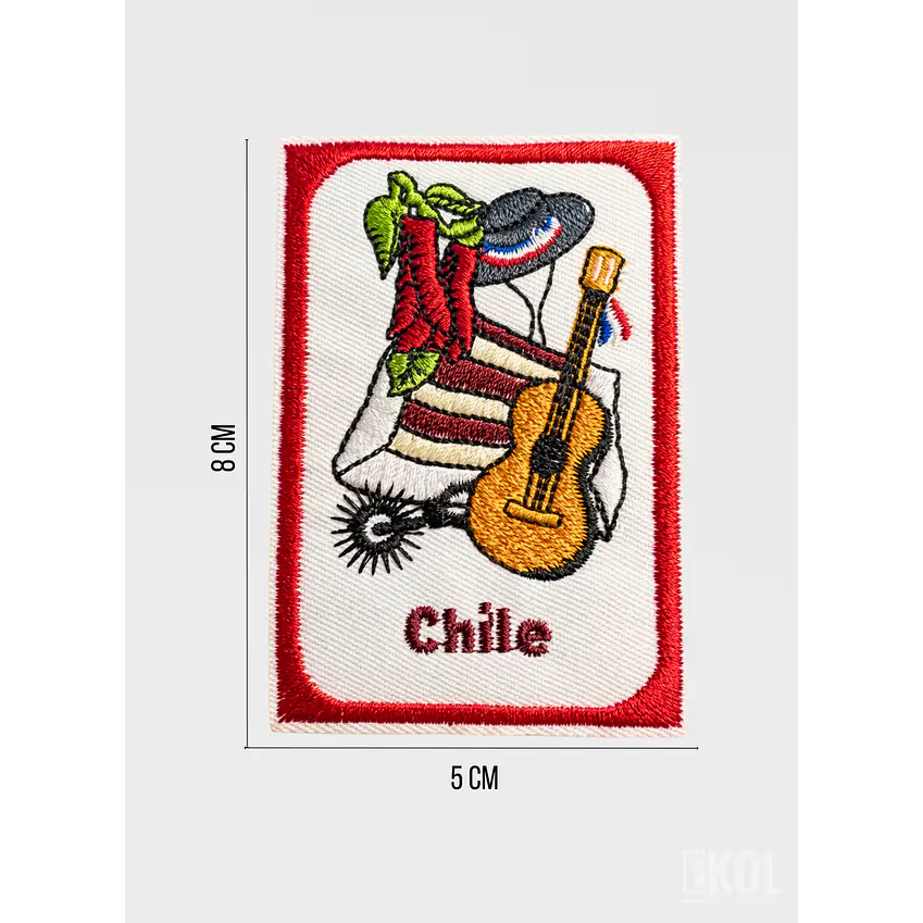 Parche Bordado Fiestas Patrias 8x5 cm - Borde Rojo para Coser (Sin Velcro) 3