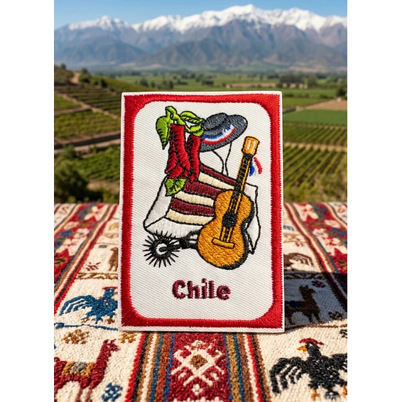 Parche Bordado Fiestas Patrias 8x5 cm - Borde Rojo para Coser (Sin Velcro) 1