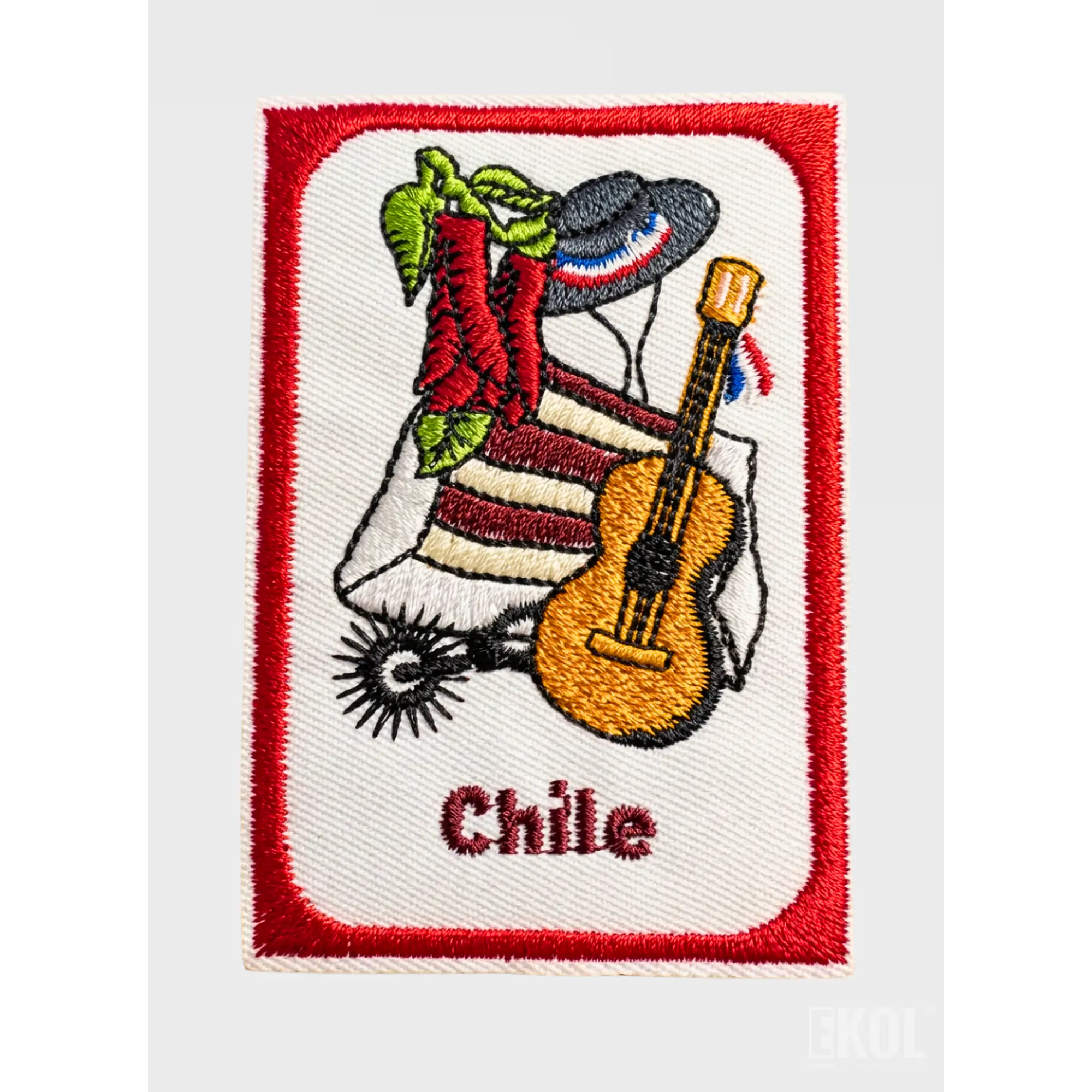 Parche Bordado Fiestas Patrias 8x5 cm - Borde Rojo para Coser (Sin Velcro) 2