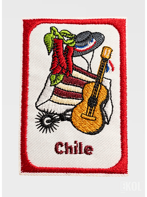 Parche Bordado Fiestas Patrias 8x5 cm - Borde Rojo para Coser (Sin Velcro)