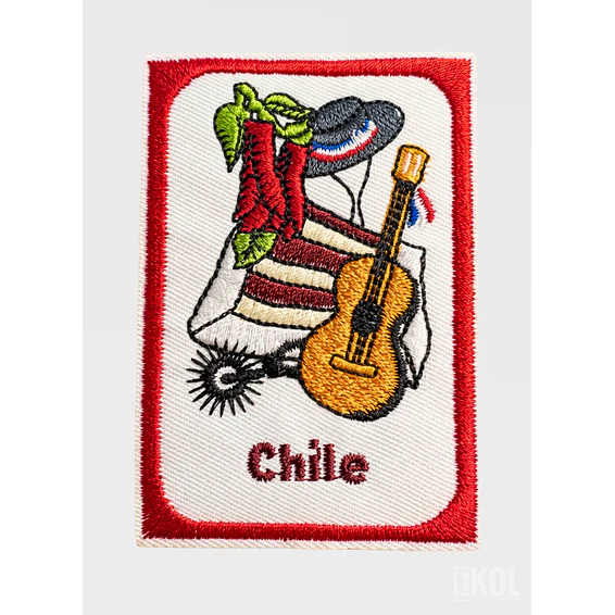 Parche Bordado Fiestas Patrias 8x5 cm - Borde Rojo para Coser (Sin Velcro) 2
