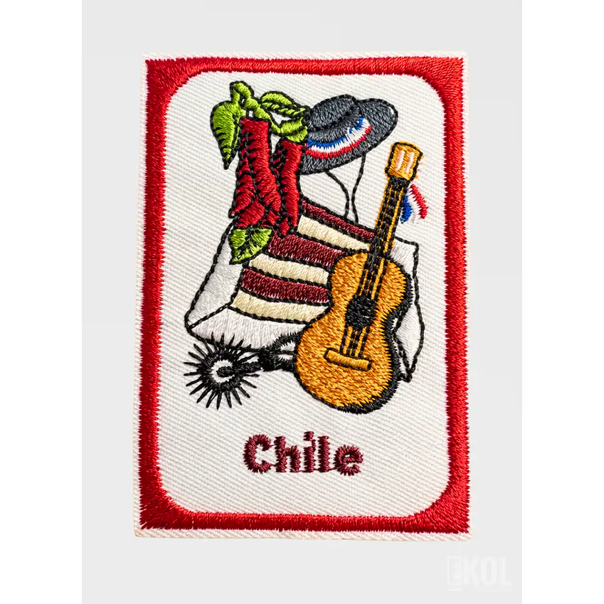 Parche Bordado Fiestas Patrias 8x5 cm - Borde Rojo para Coser (Sin Velcro) 2