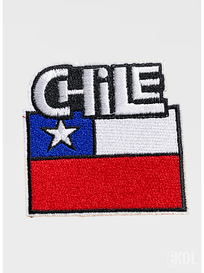 Parche Bordado Bandera Chile Con Nombre Personalizado 7x7cm - Borde Blanco (Sin Velcro)