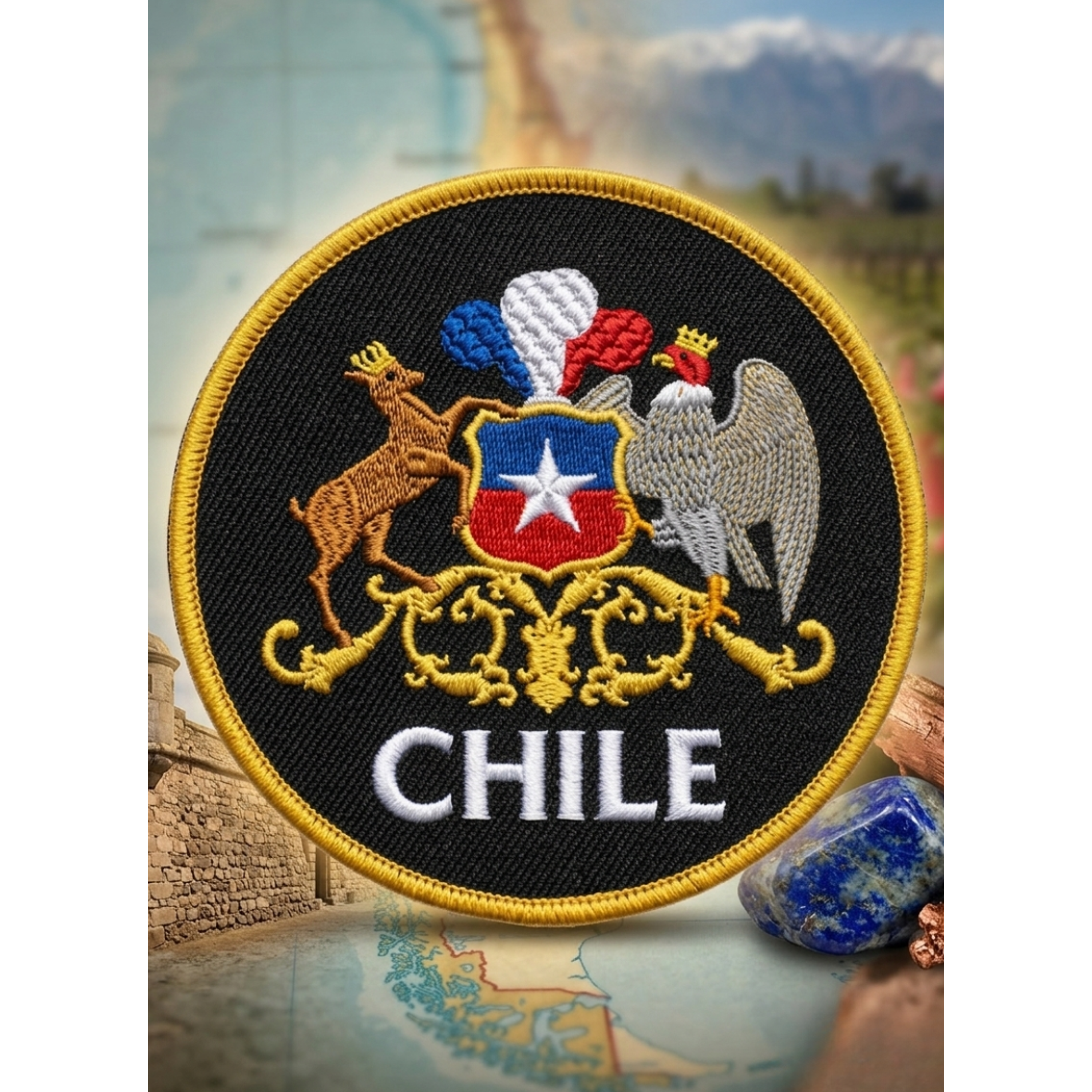 Parche Táctico Escudo De Chile Bordado 8x8 cm Para Coser 1