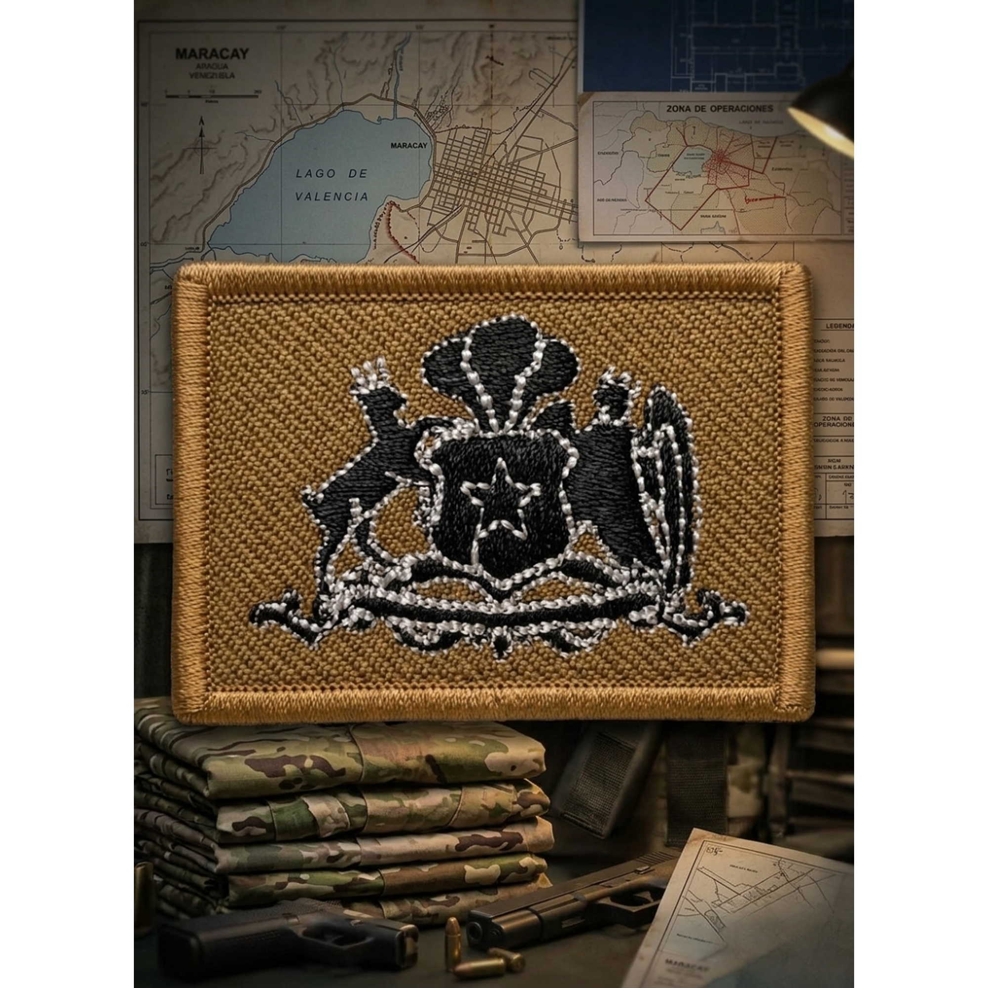 Parche Bordado Táctico Escudo Quepi 8x5 cm - Insignia Uniforme Sin Velcro 1