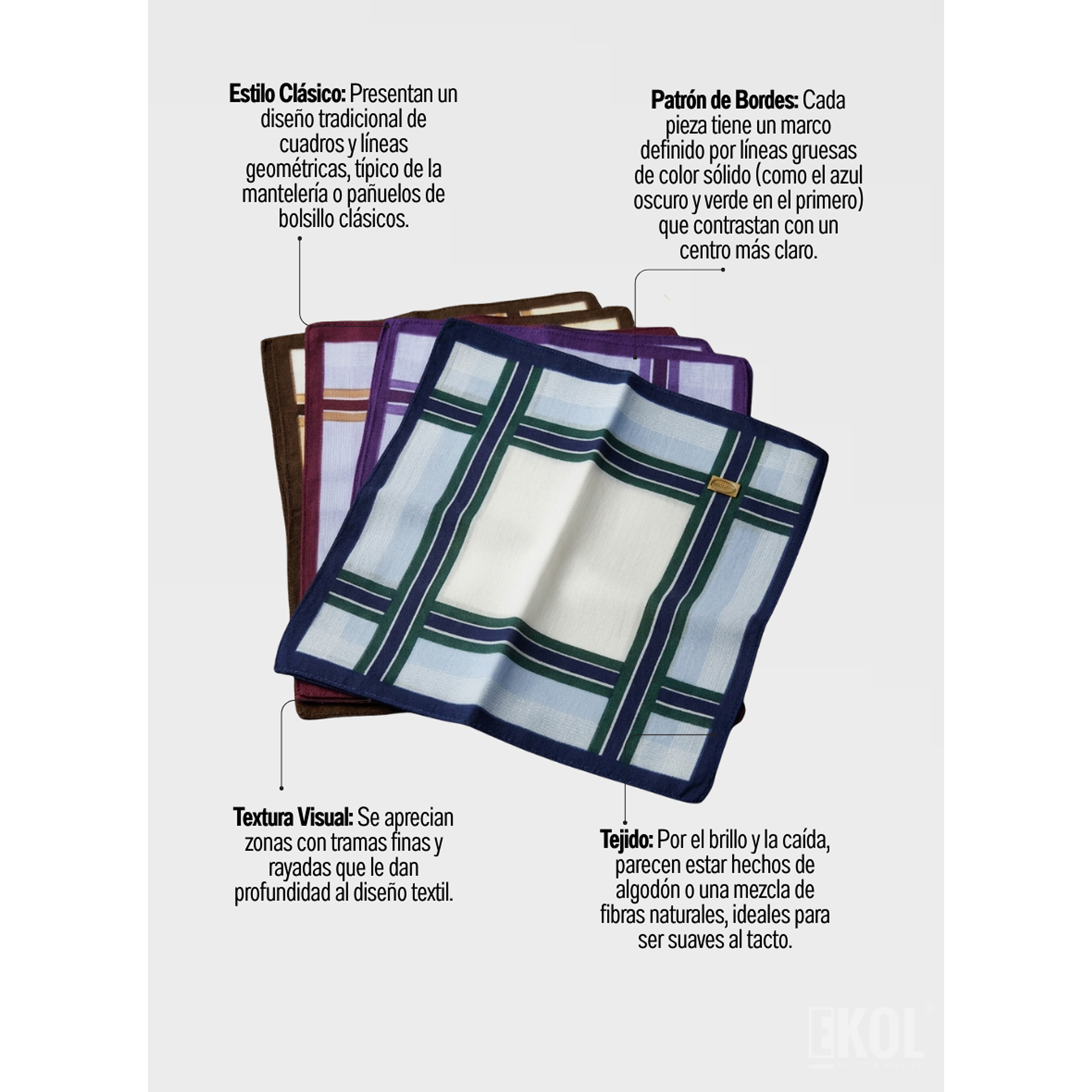 Pack 12 Pañuelos De Hombre 100% Algodón Diseños Surtidos 4