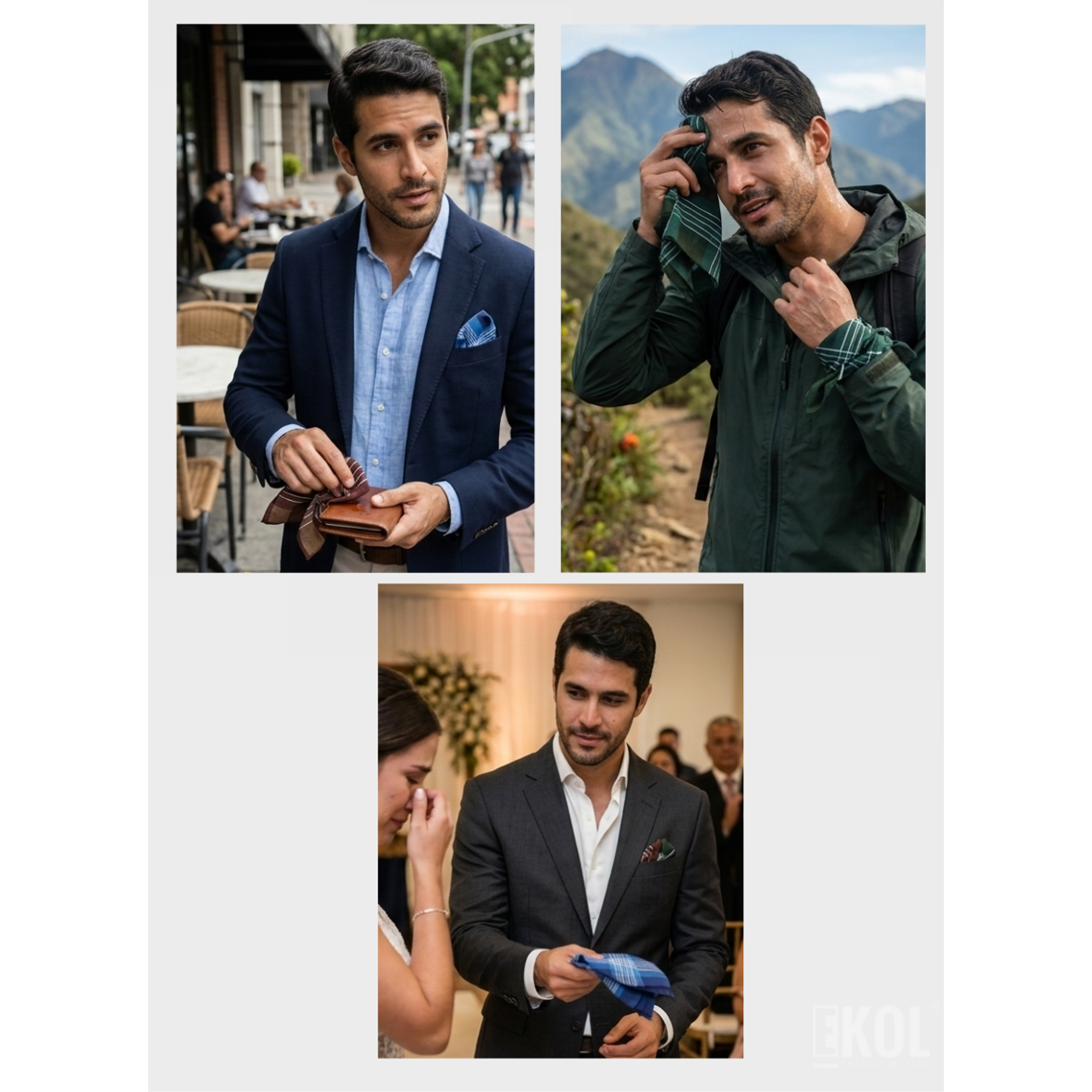 Pack 3 Pañuelos Pilathus 100 % Algodón 38x36 cm - Estampado De Líneas 6