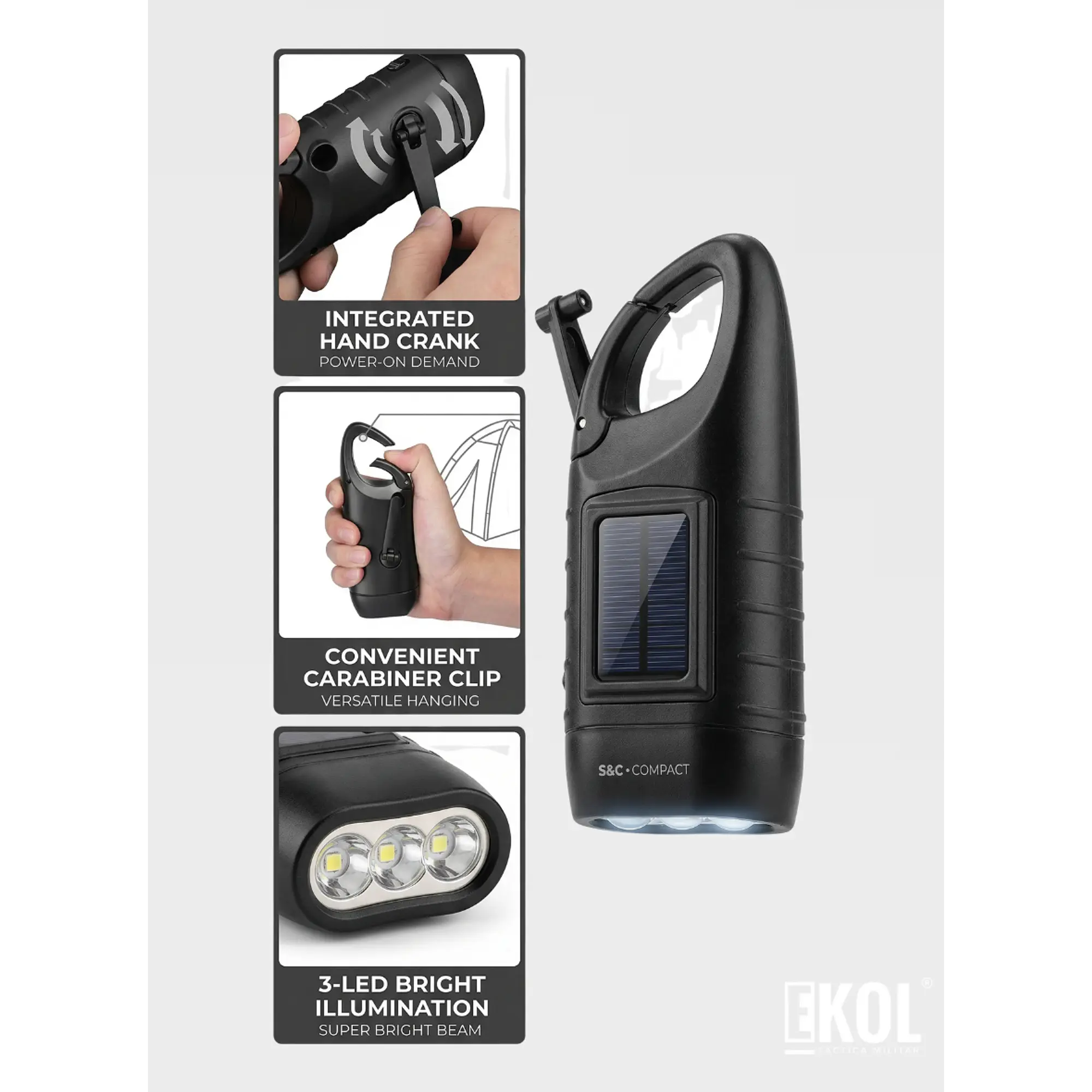 Lampara Linterna Solar Portátil Manivela Manual Camping 4