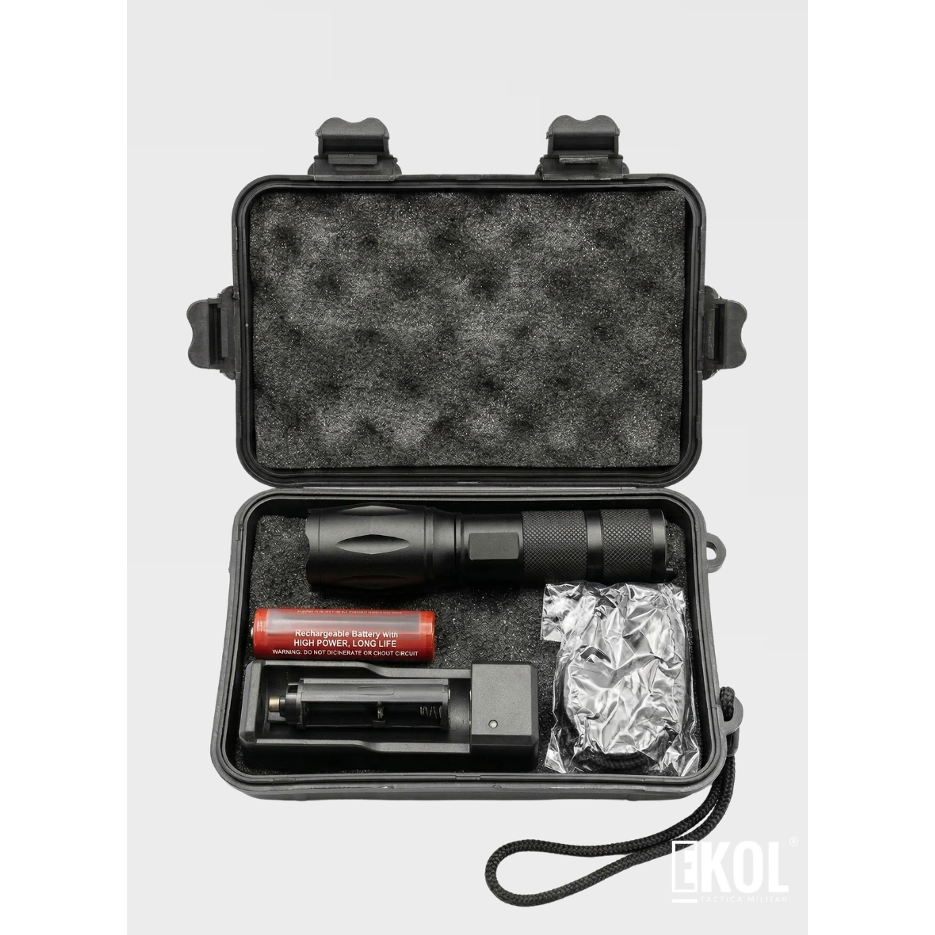 Linterna Tactica Recargable Luz Led + Caja Accesorios  3