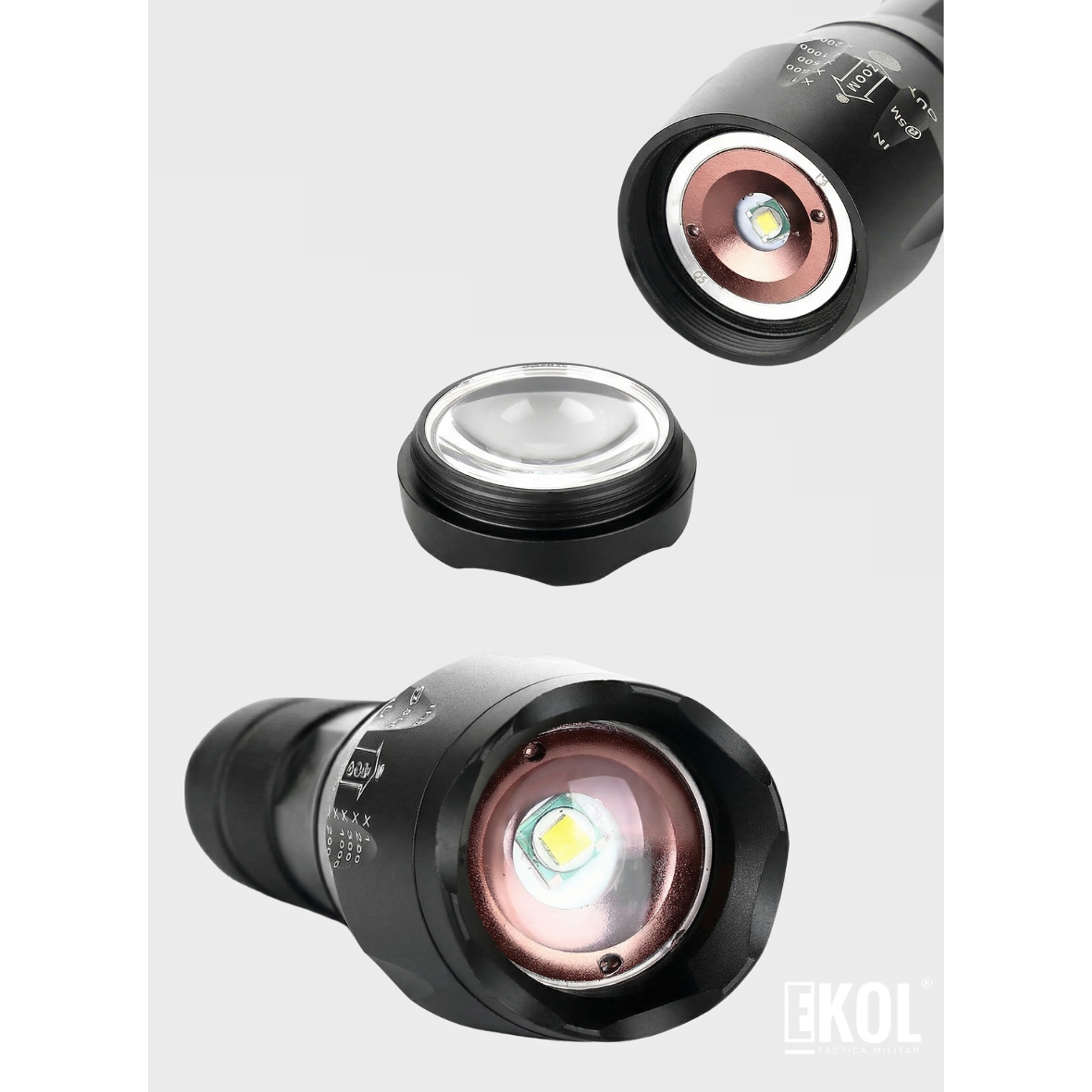 Linterna Tactica Recargable Luz Led + Caja Accesorios  4