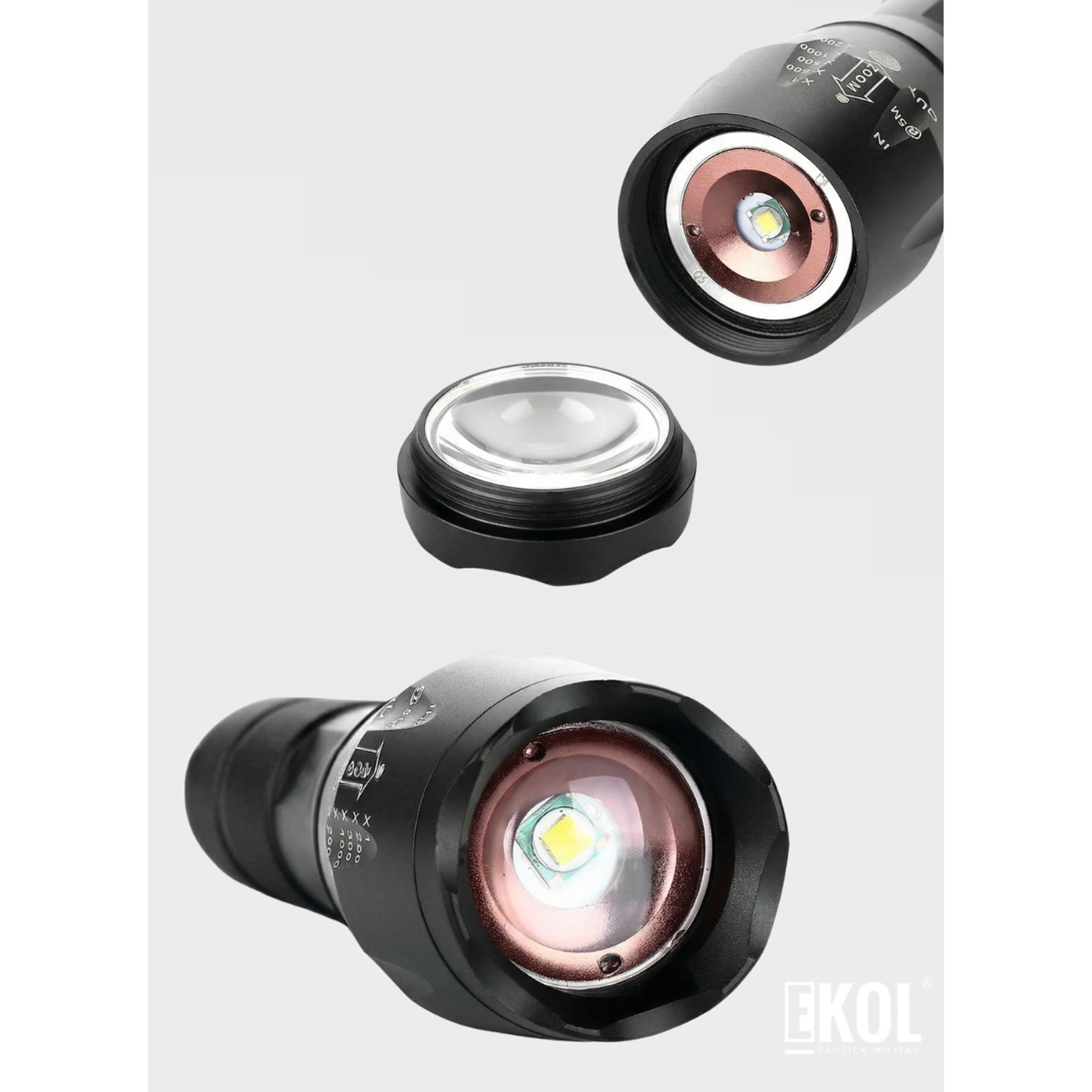 Linterna Tactica Recargable Luz Led + Caja Accesorios  4