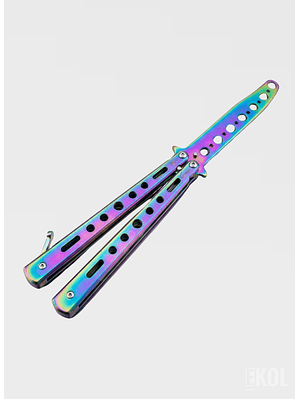 Cuchillo Mariposa de Práctica 100% Seguro - Balisong Sin Filo para Trucos y Flips (Tornasol)