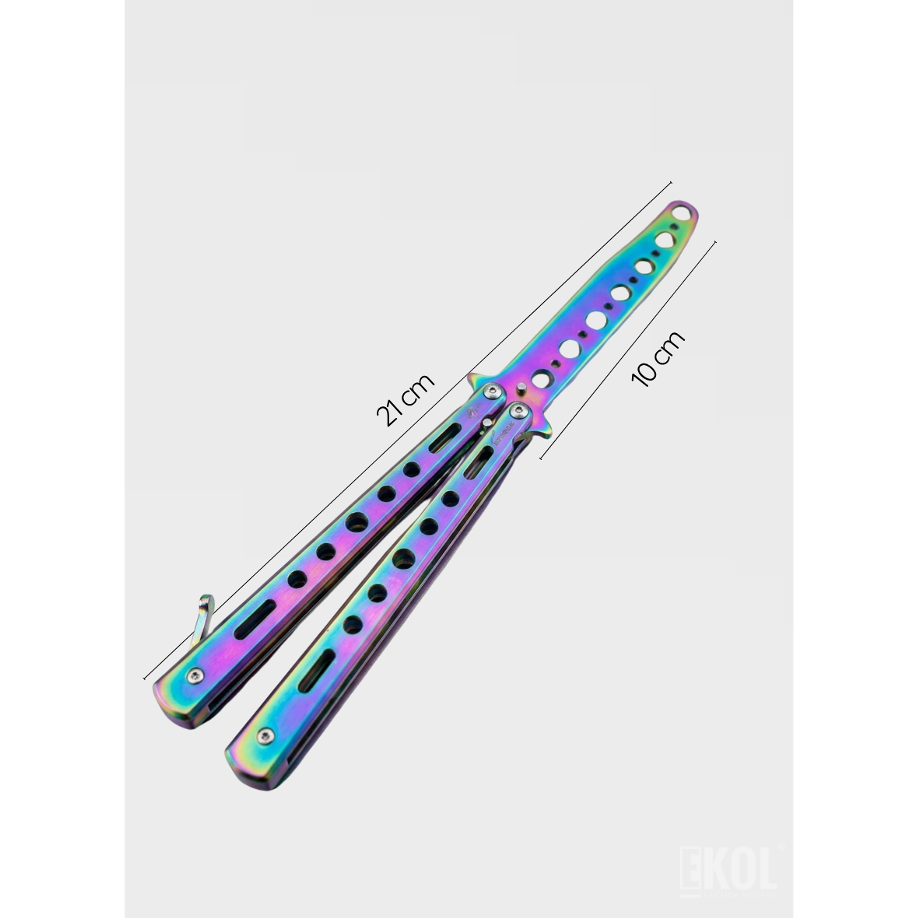 Cuchillo Mariposa de Práctica 100% Seguro - Balisong Sin Filo para Trucos y Flips (Tornasol) 3
