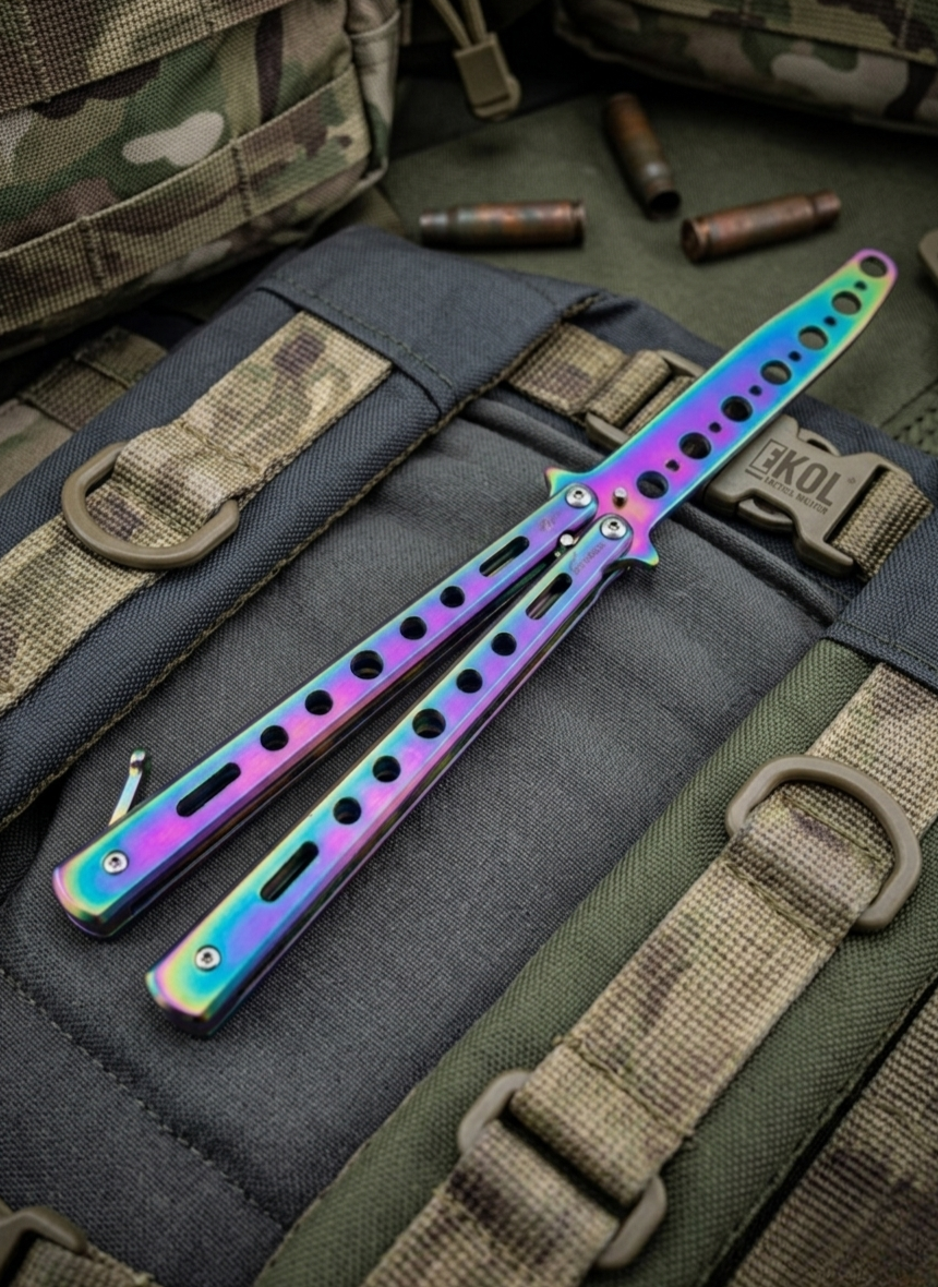 Balisong Sin Filo para Trucos y Flips (Tornasol)
