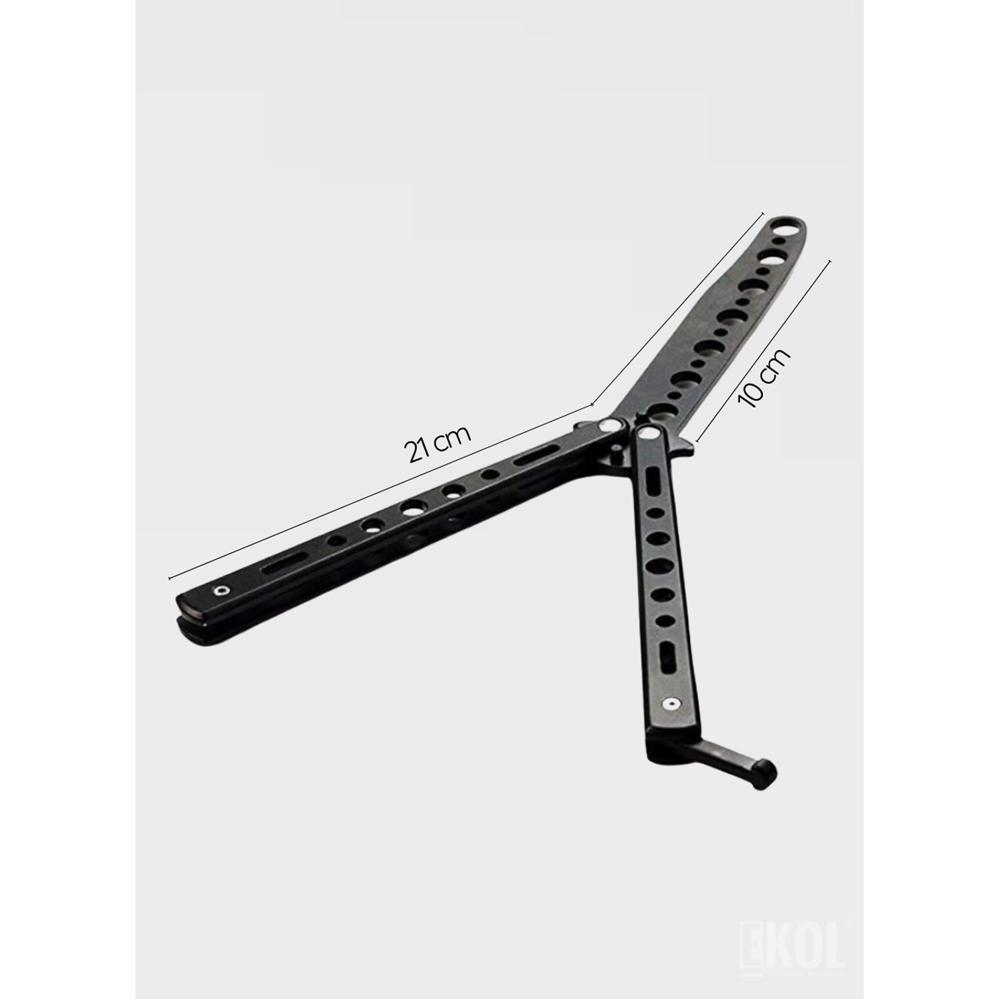 Navaja Mariposa de Entrenamiento – Balisong Negra 21cm (Sin Filo) 3