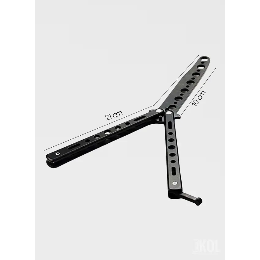 Navaja Mariposa de Entrenamiento – Balisong Negra 21cm (Sin Filo) 3
