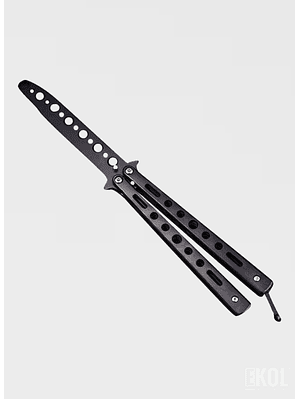 Navaja Mariposa de Entrenamiento – Balisong Negra 21cm (Sin Filo)