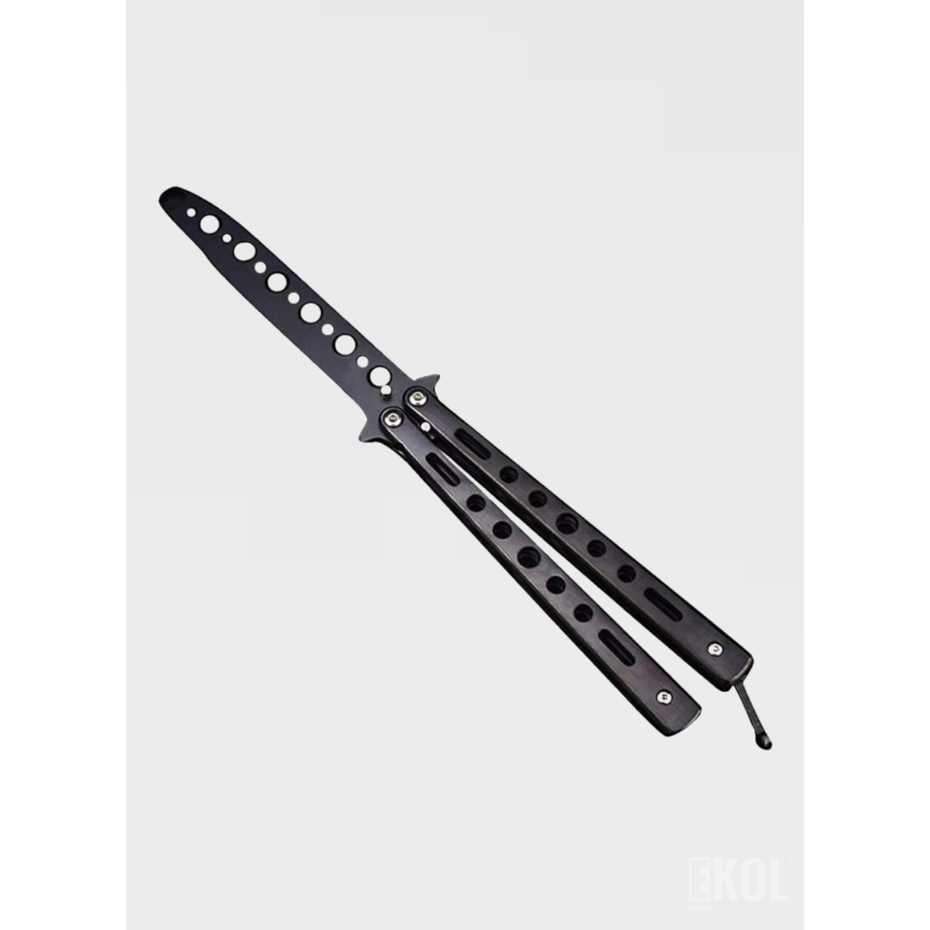 Navaja Mariposa de Entrenamiento – Balisong Negra 21cm (Sin Filo) 2