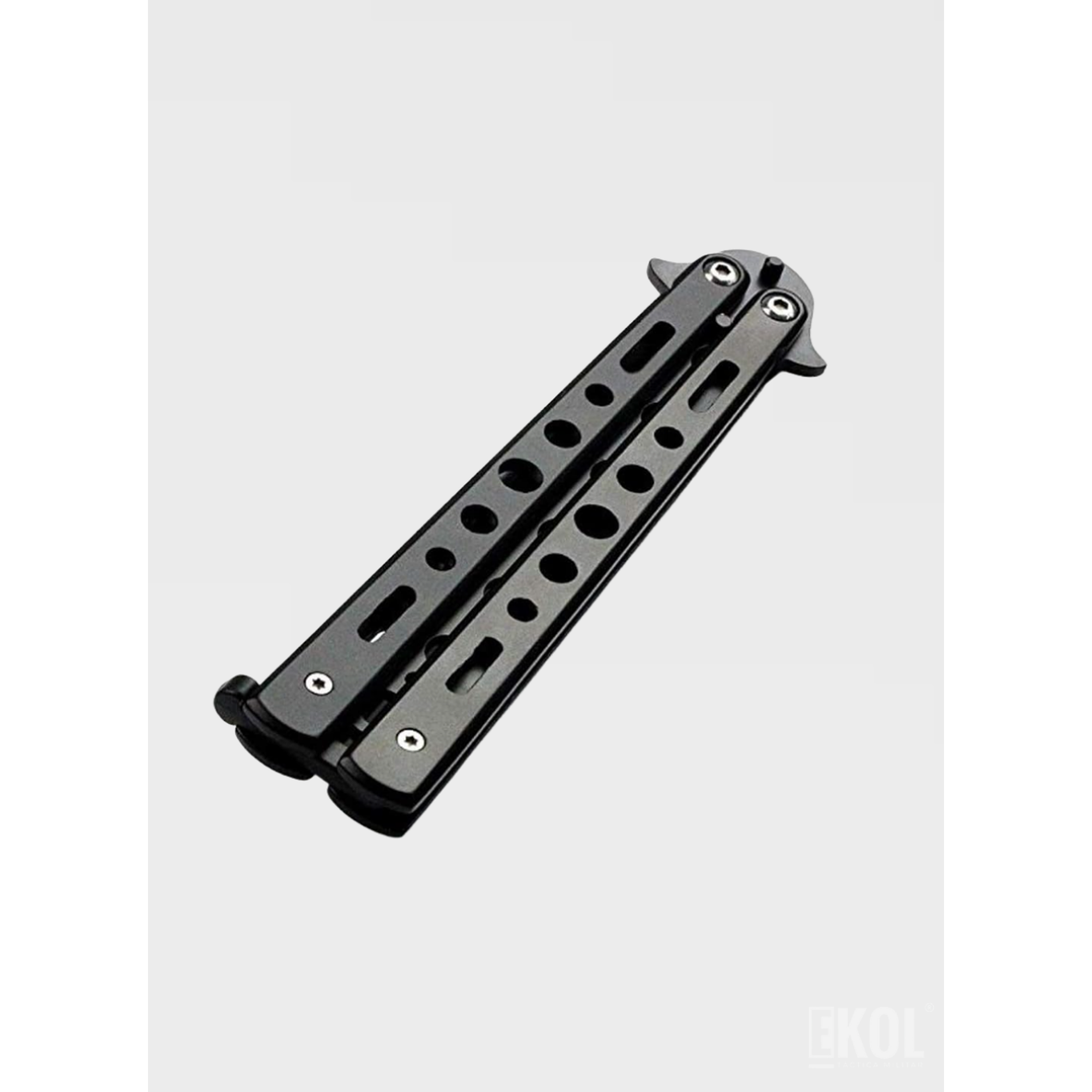 Navaja Mariposa de Entrenamiento – Balisong Negra 21cm (Sin Filo) 4