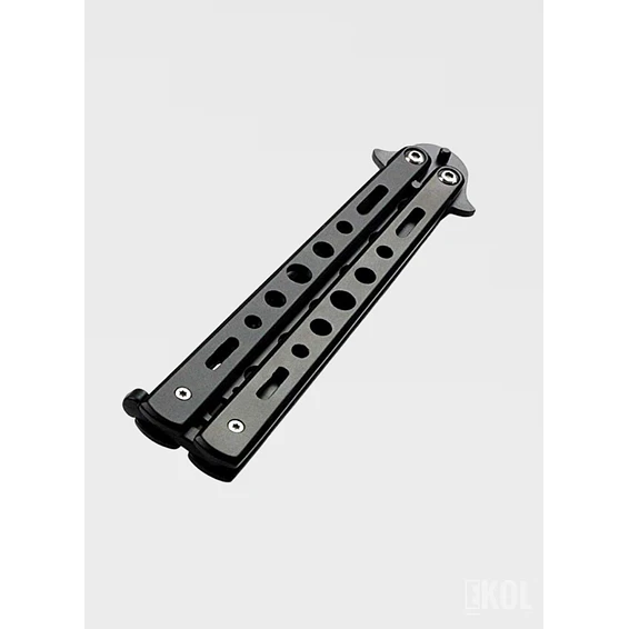 Navaja Mariposa de Entrenamiento – Balisong Negra 21cm (Sin Filo) 4