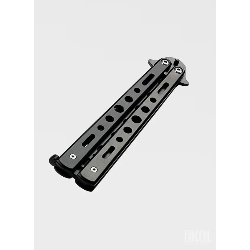 Navaja Mariposa de Entrenamiento – Balisong Negra 21cm (Sin Filo) 4
