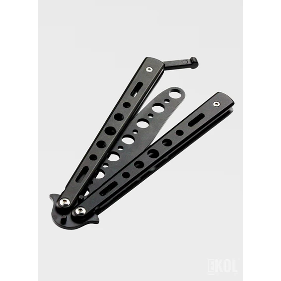 Navaja Mariposa de Entrenamiento – Balisong Negra 21cm (Sin Filo) 6