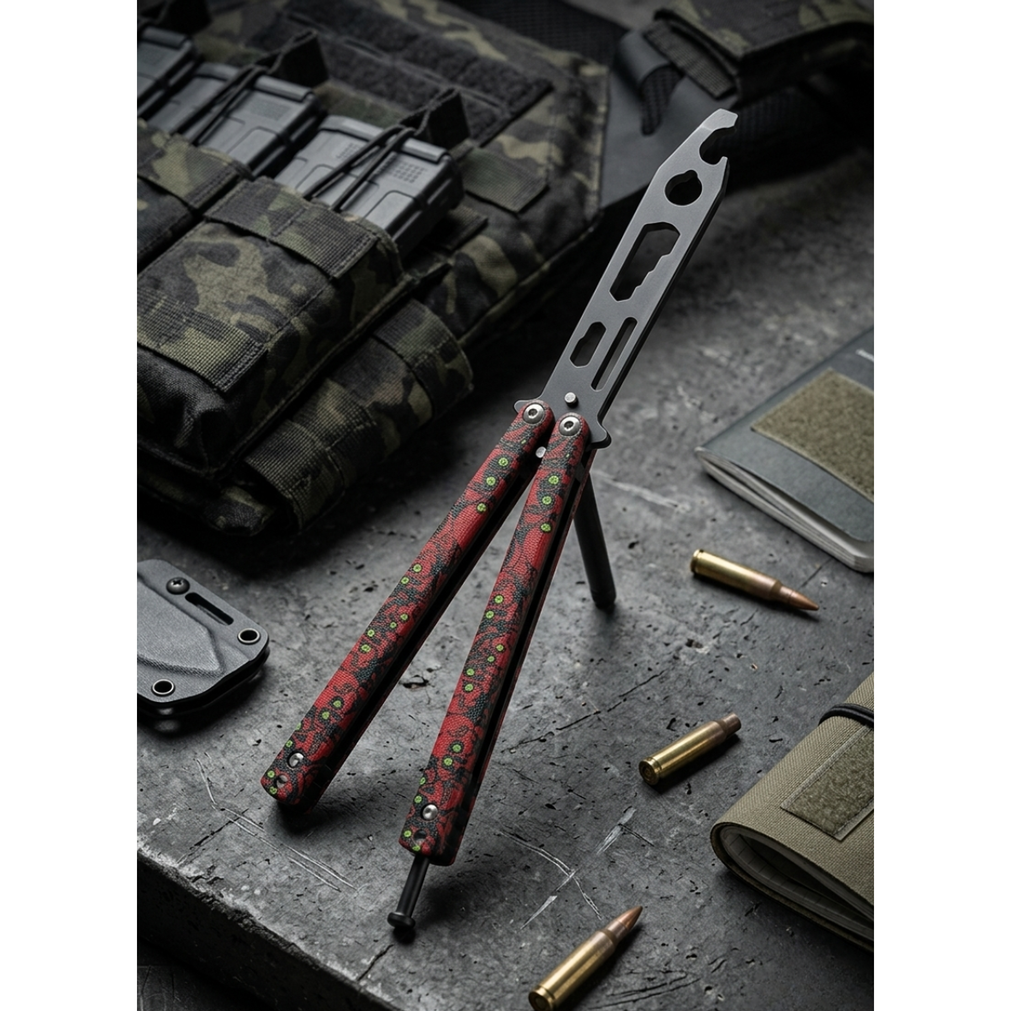 Navaja Mariposa de Entrenamiento 21cm - Multiherramienta Sin Filo 1