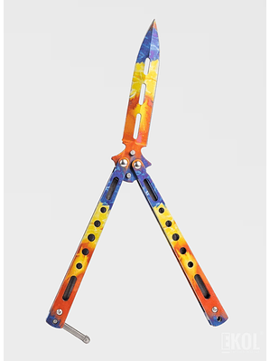 Cuchillo Navaja Mariposa Cuchillo - Practica Sin Filo 21 cm Tricolor Hoja Metalica Drop 