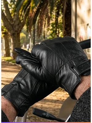 Guantes de Cuero Negro Hombre Premium