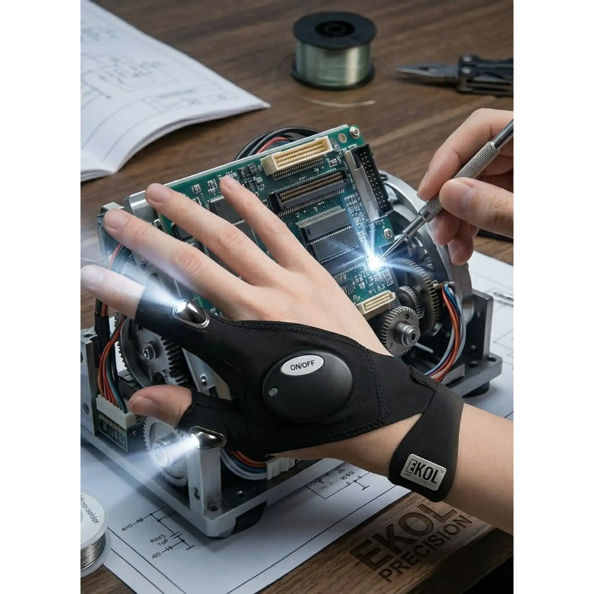 Guante Linterna Led - Bici Caza Pesca  2