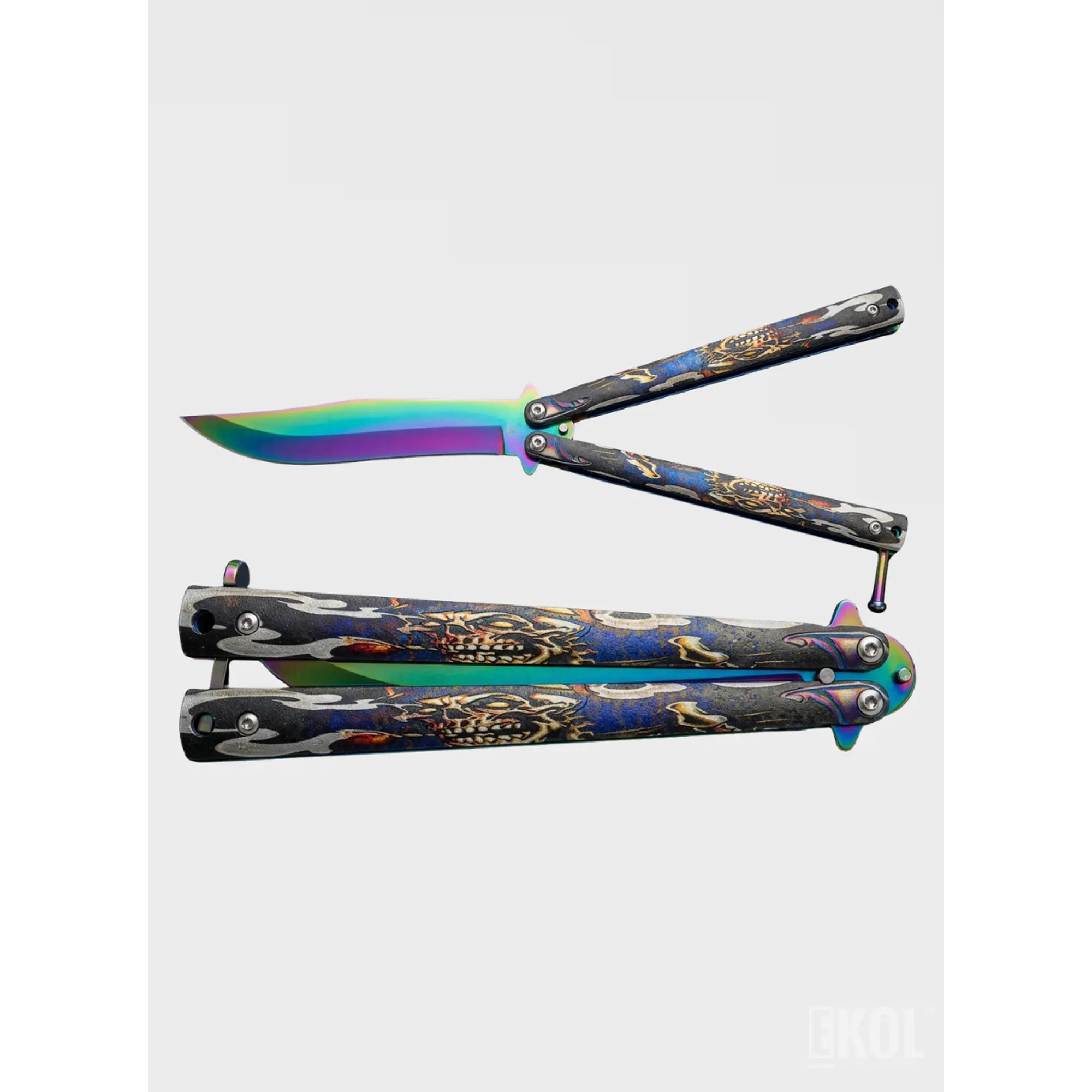 Cuchillo Mariposa Entrenamiento y Colección - Filo Calavera 23cm Diseños Surtidos 4
