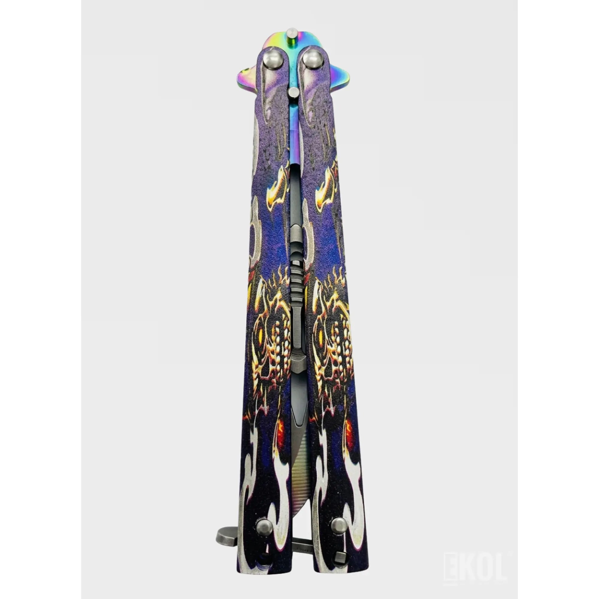 Cuchillo Mariposa Entrenamiento y Colección - Filo Calavera 23cm Diseños Surtidos 5