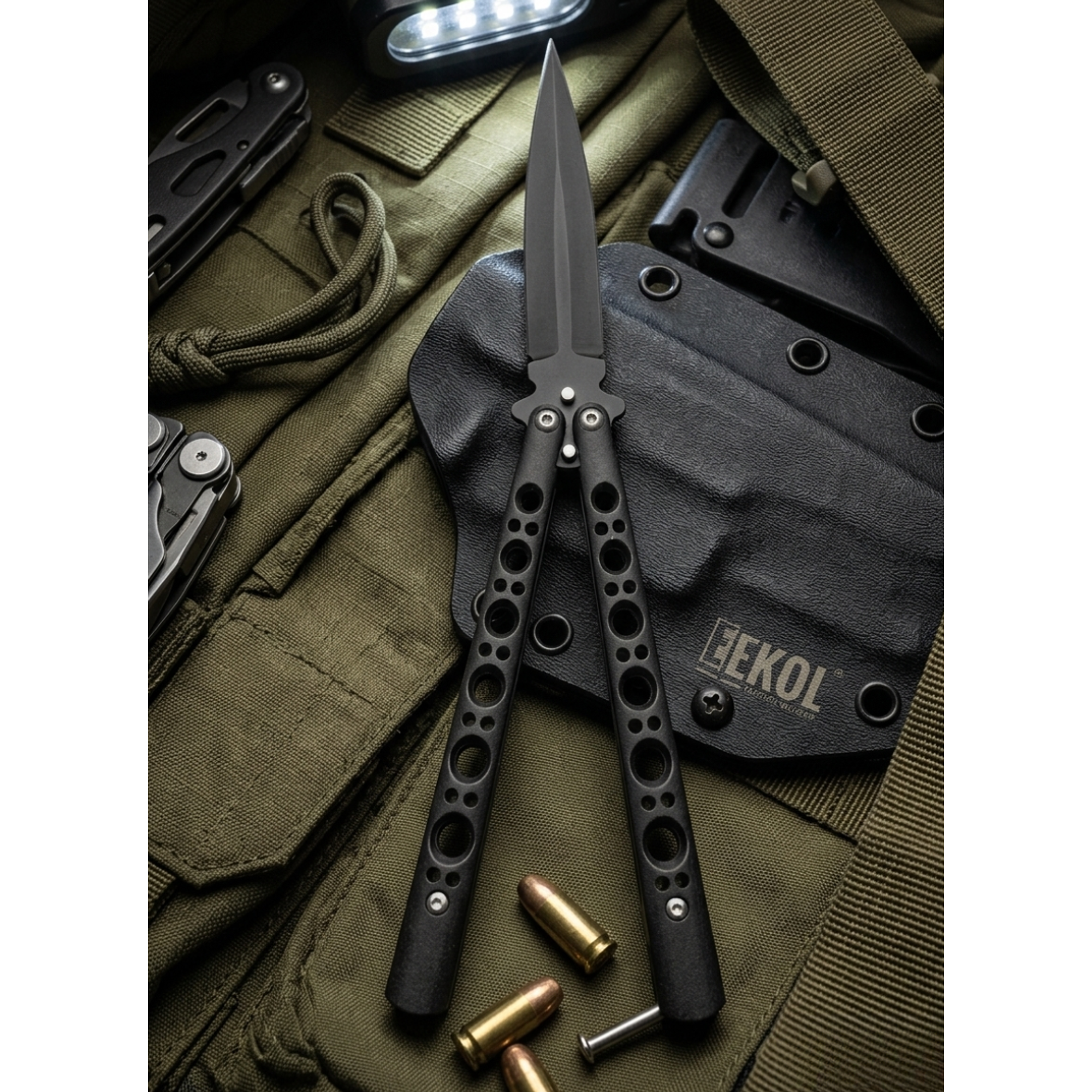 Navaja Mariposa Recta Táctica 23cm - Entrenamiento y Colección 1