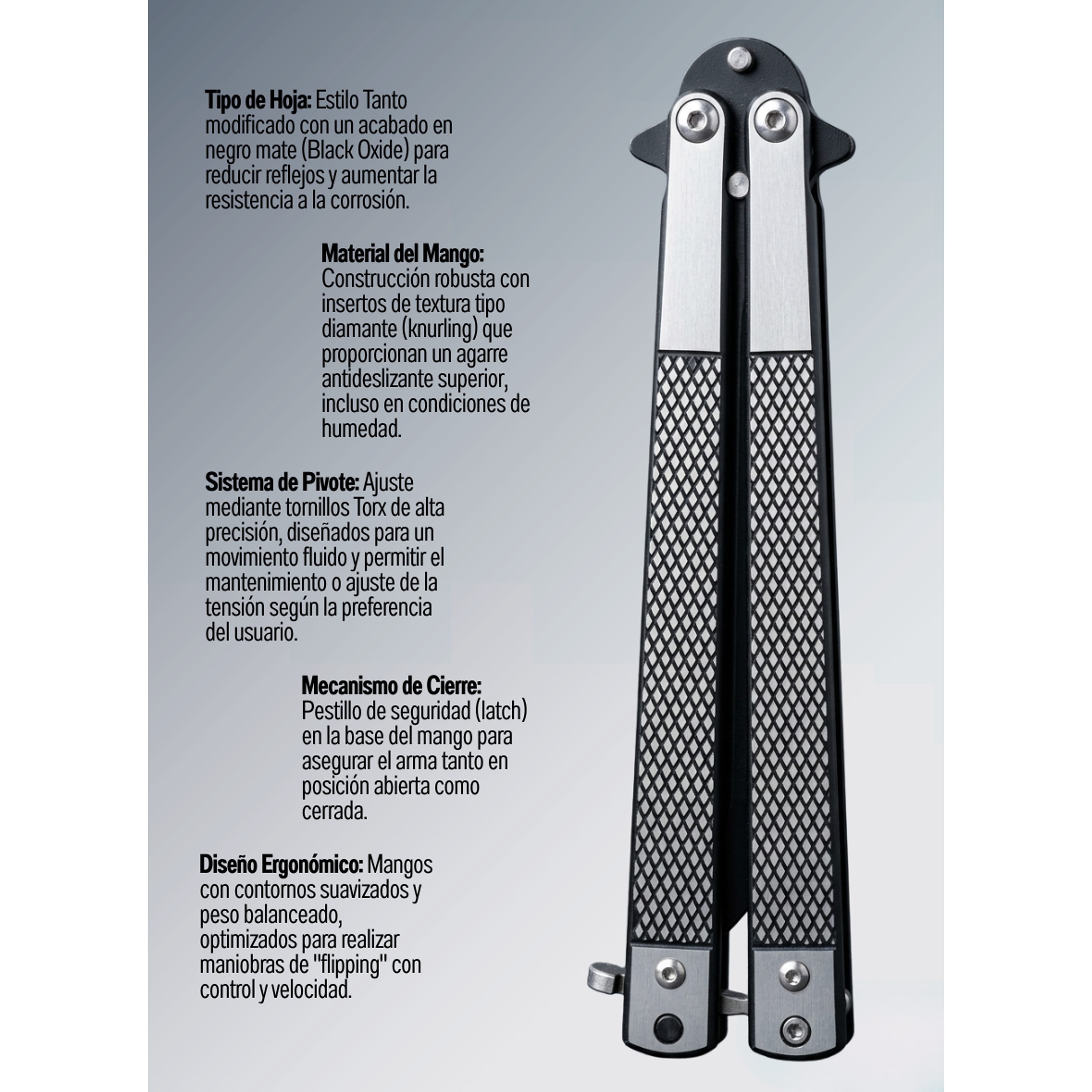 Navaja Mariposa De Práctica Balisong Acero Inox 22cm Drop 4