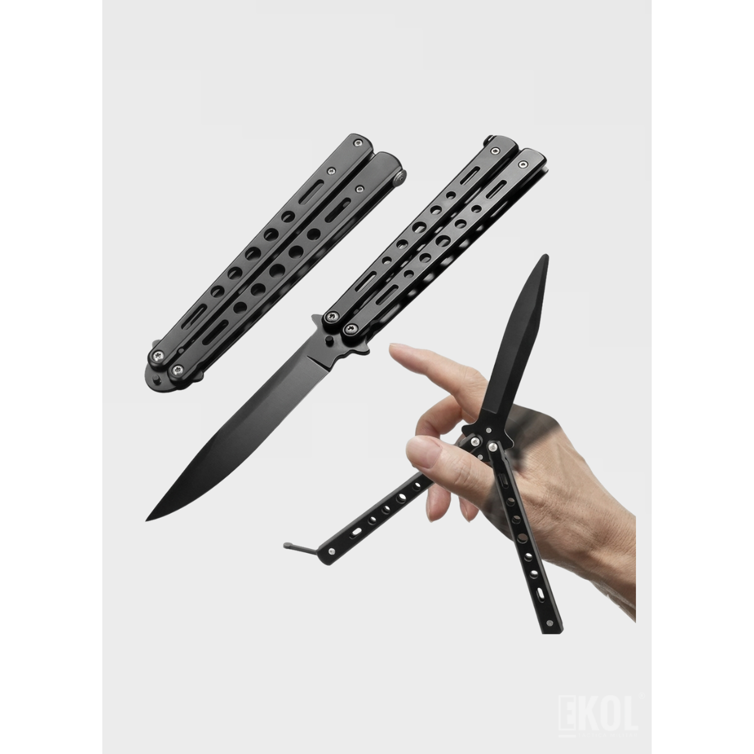 Navaja Mariposa Táctica 23cm - Acero Inoxidable de Alta Resistencia Con Filo 4