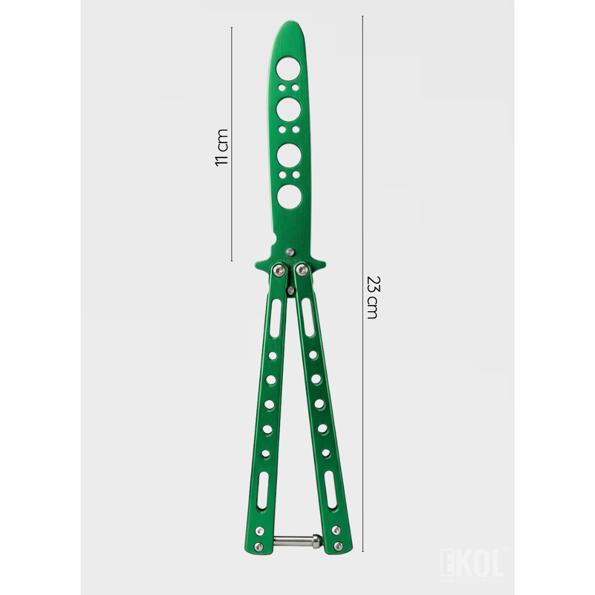 Navaja Mariposa De Práctica Butterfly Knife Entrenamiento 23 cm Verde 3
