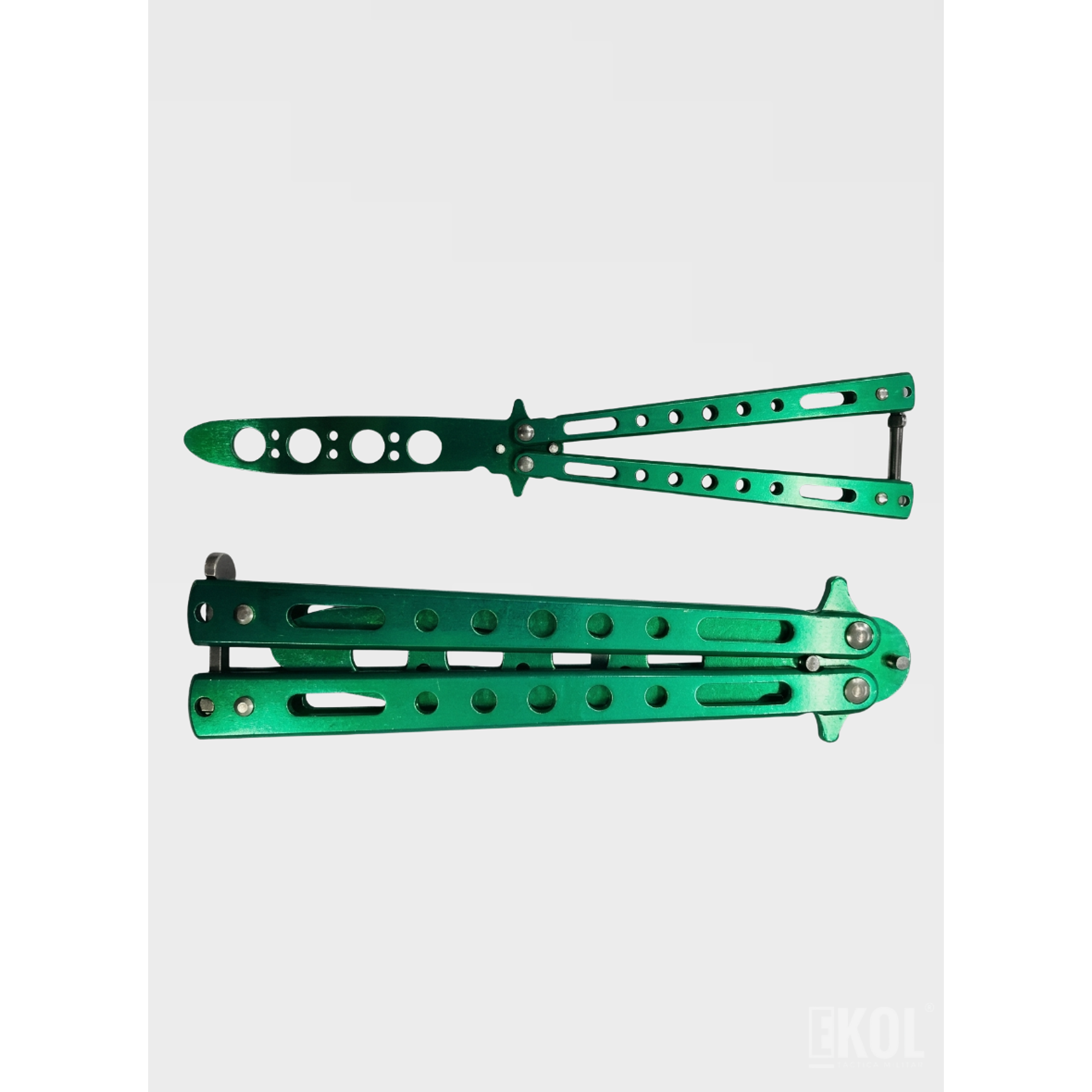 Navaja Mariposa De Práctica Butterfly Knife Entrenamiento 23 cm Verde 4