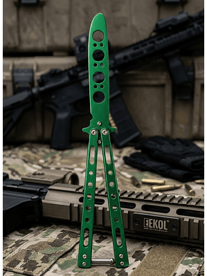 Navaja Mariposa De Práctica Butterfly Knife Entrenamiento 23 cm Verde