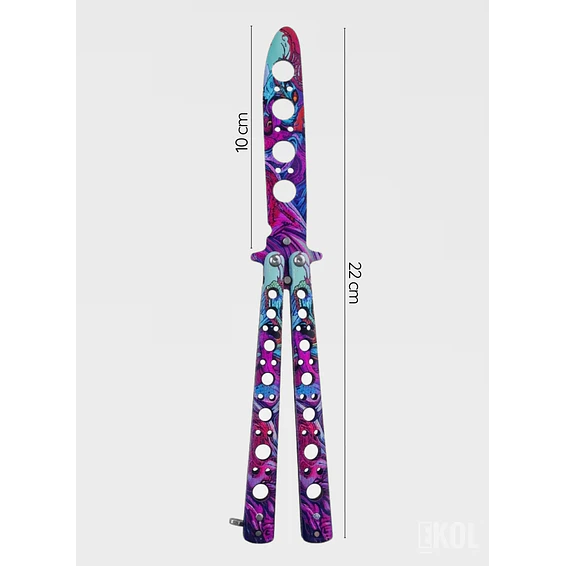 Navaja Mariposa de Entrenamiento Balisong 22cm - Sin Filo 4