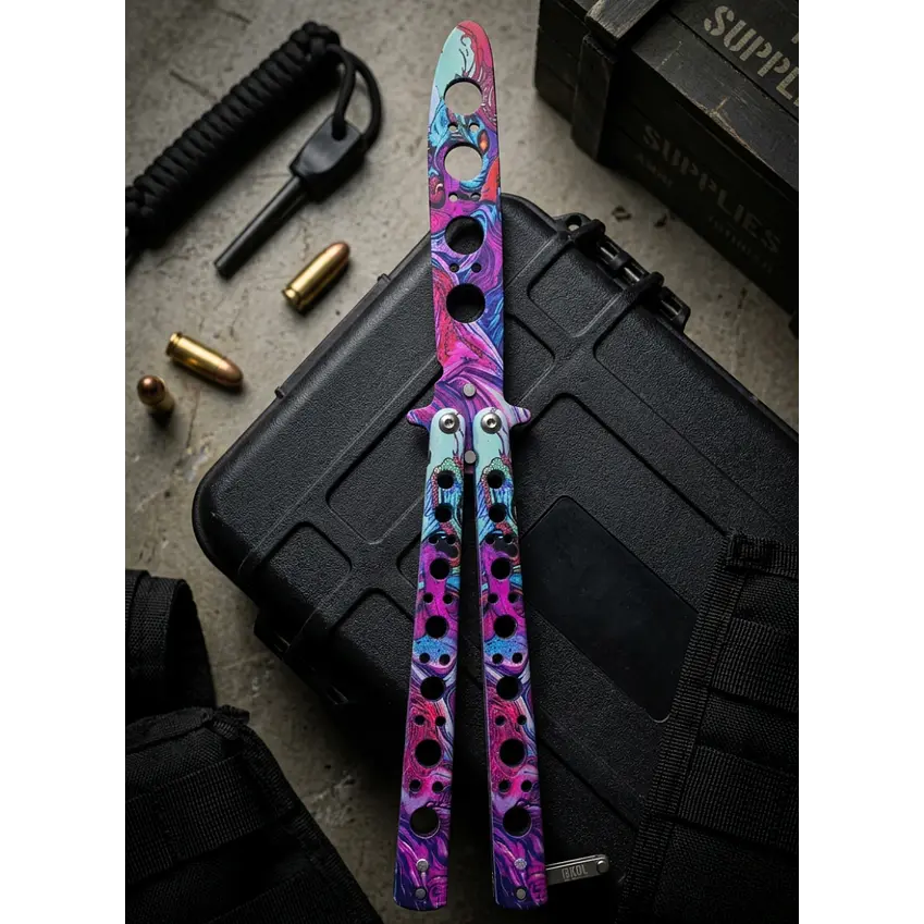 Navaja Mariposa de Entrenamiento Balisong 22cm - Sin Filo 1