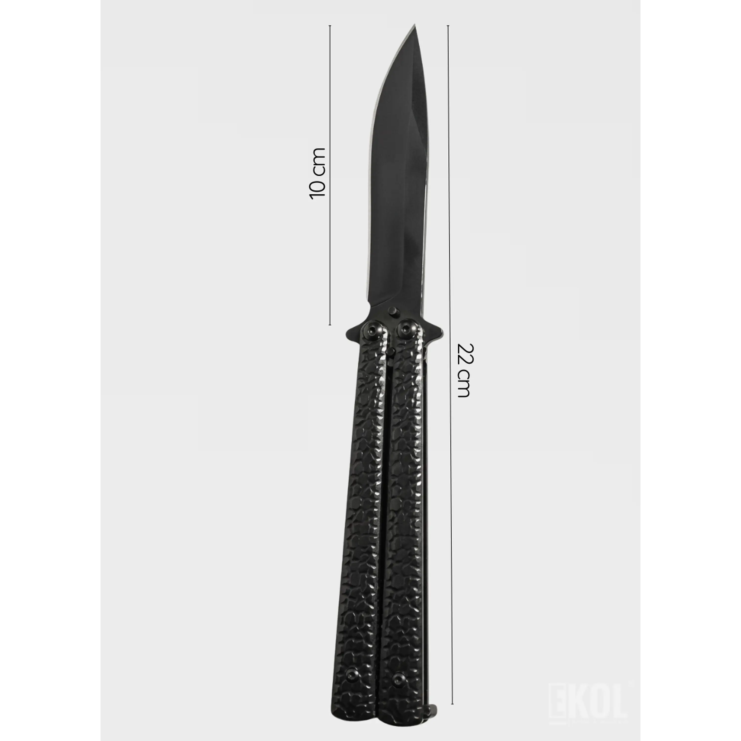 Cuchillo Mariposa Táctico Balisong 22cm Acero Negro Con Filo 3