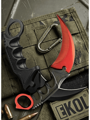 Cuchillo Karambit Táctico Militar 18 cm - Con Funda y Cadena