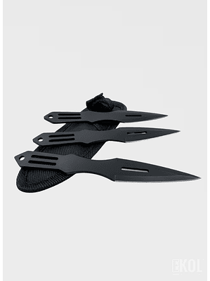 Set de 3 Cuchillos Tipo Kunai Tácticos Profesionales – Acero Inoxidable + Estuche de Transporte