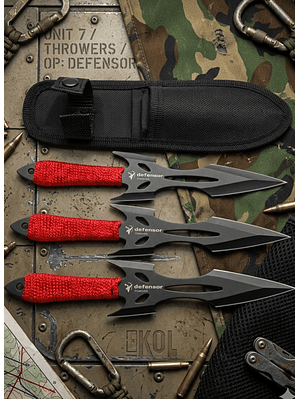 Set de 3 Cuchillos de Lanzamiento Rayo + Estuche Táctico Outdoor