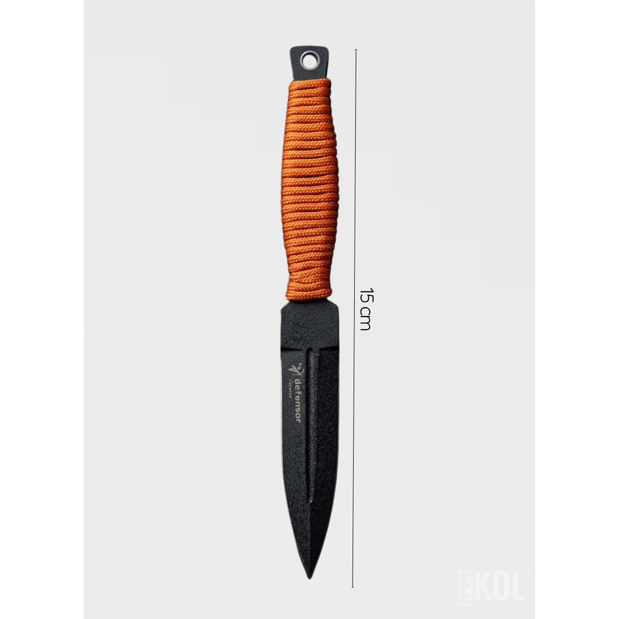 Set 3 Cuchillos Lanzamiento Defensor 15cm Acero Mango Cuerda 3