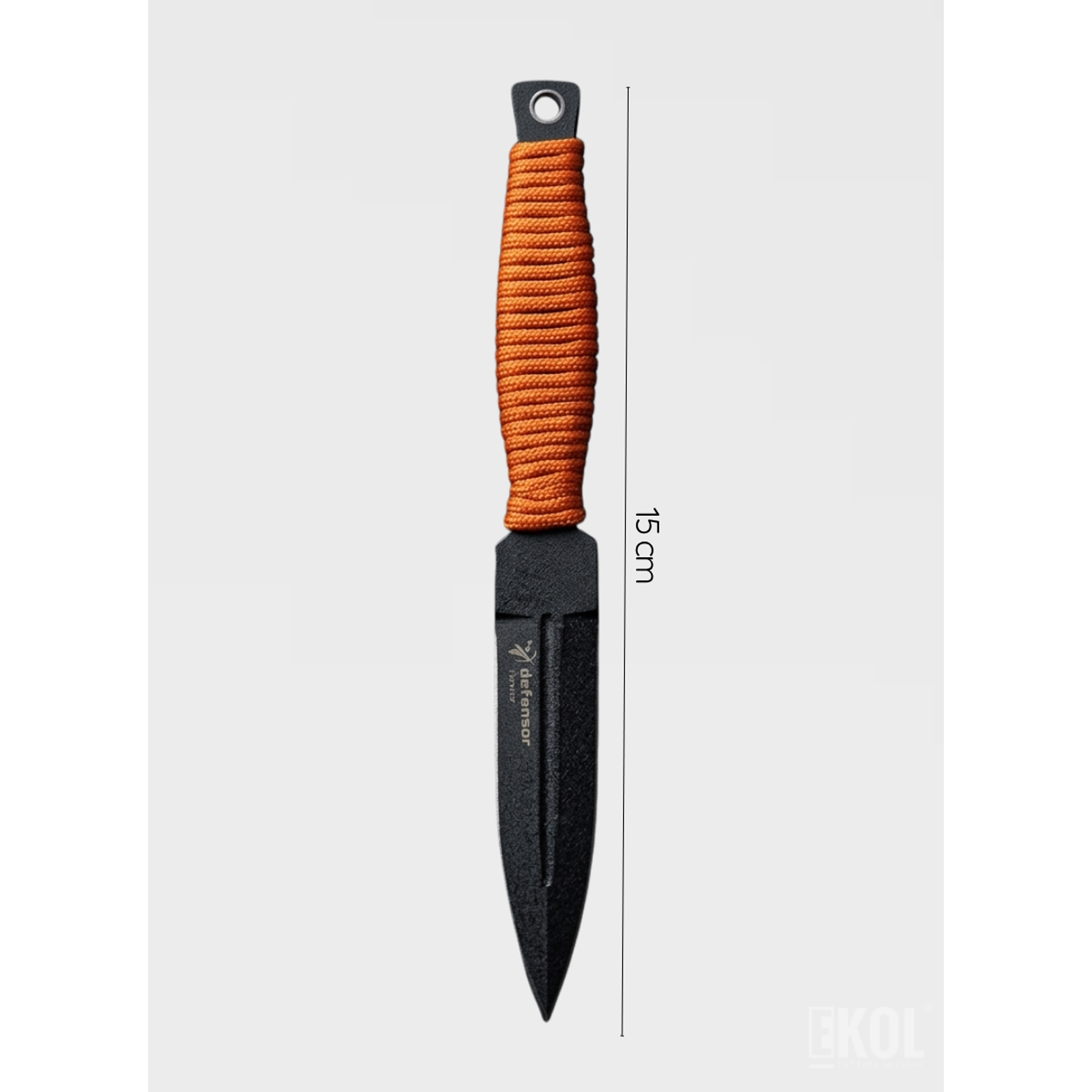 Set 3 Cuchillos Lanzamiento Defensor 15cm Acero Mango Cuerda 3