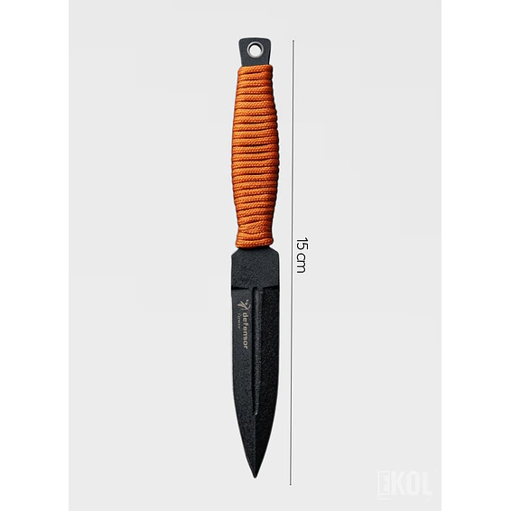 Set 3 Cuchillos Lanzamiento Defensor 15cm Acero Mango Cuerda 3