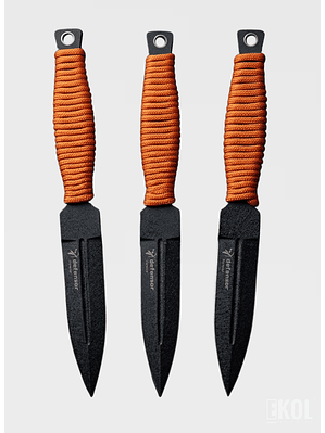 Set 3 Cuchillos Lanzamiento Defensor 15cm Acero Mango Cuerda