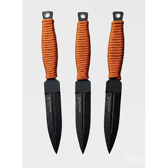 Set 3 Cuchillos Lanzamiento Defensor 15cm Acero Mango Cuerda 2