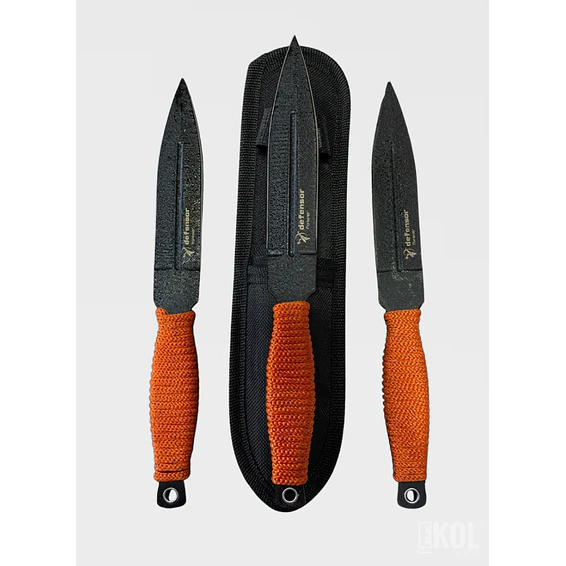 Set 3 Cuchillos Lanzamiento Defensor 15cm Acero Mango Cuerda 4